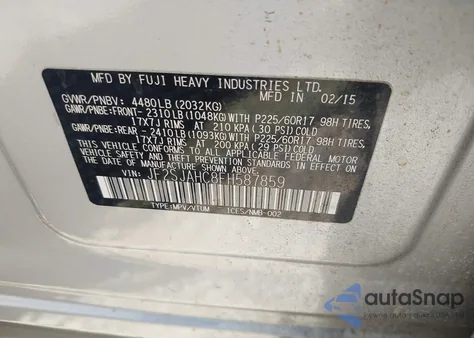 2015 Subaru Forester 2.5I Limited from USA, damaged, VIN JF2SJAHC8FH587859